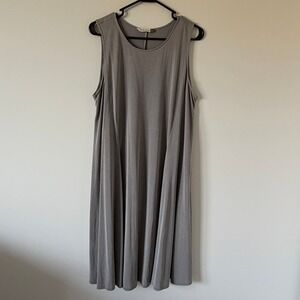 Chalet et ceci Womens Grey Sleeveless Modal Blend Pleated A-Line Dress LG